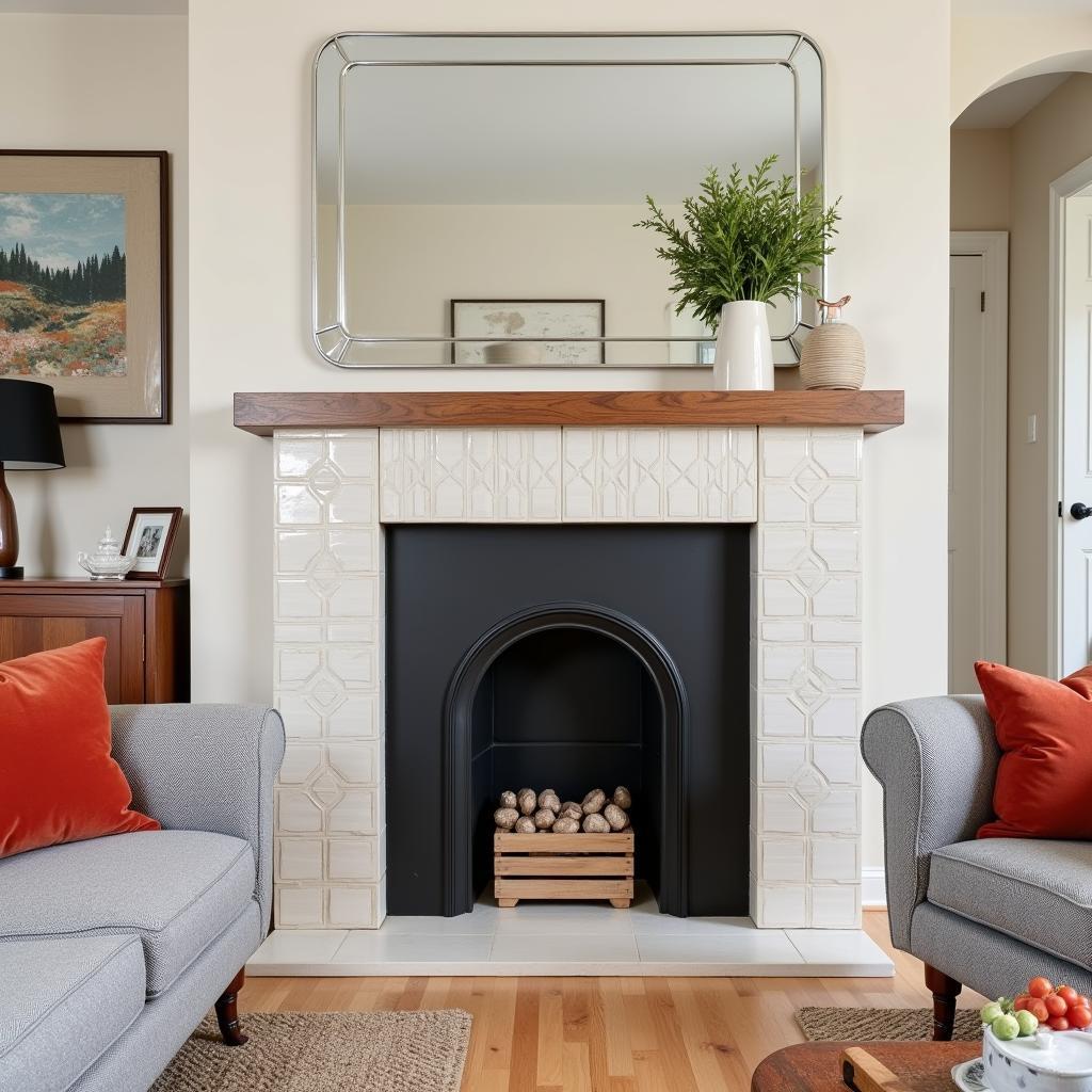 Art Deco Fireplace Surround with Ceramic Tiles