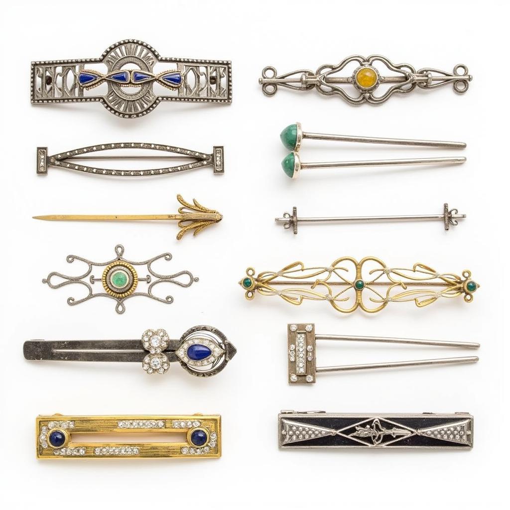 Various Art Deco Hair Barrette Styles