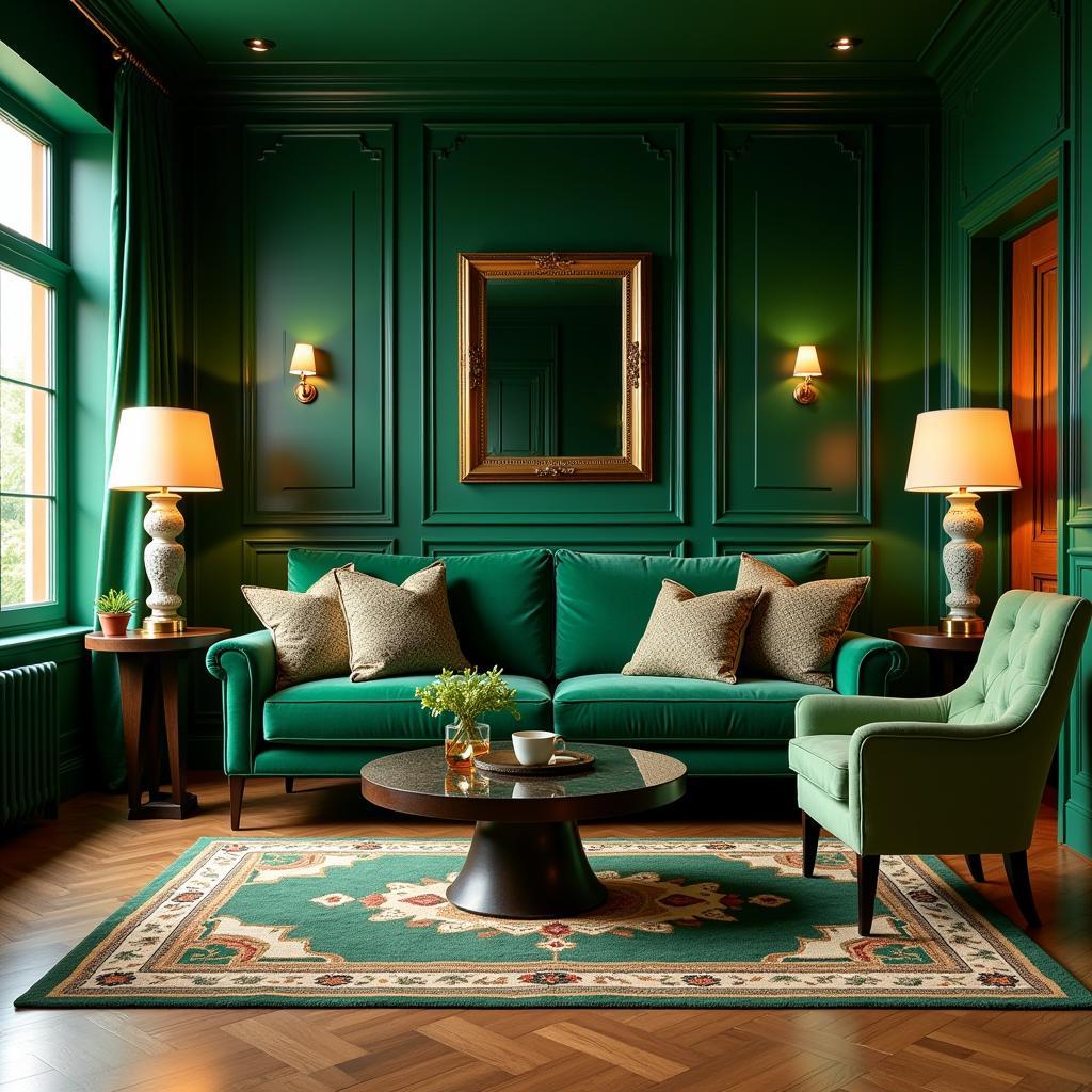 Art Deco Interior Design with Emerald Green Accents