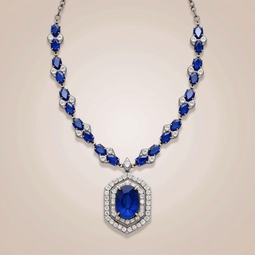 Art Deco Necklace with Sapphires and Diamonds