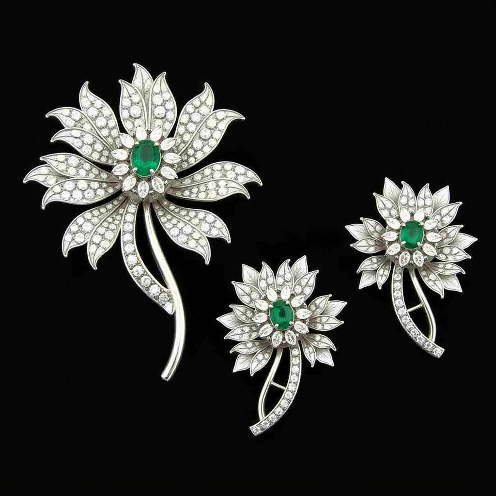 Vintage Art Deco Brooch and Earrings Set