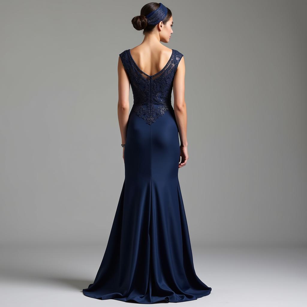 Art Deco Mother of the Bride Dress in Navy Blue