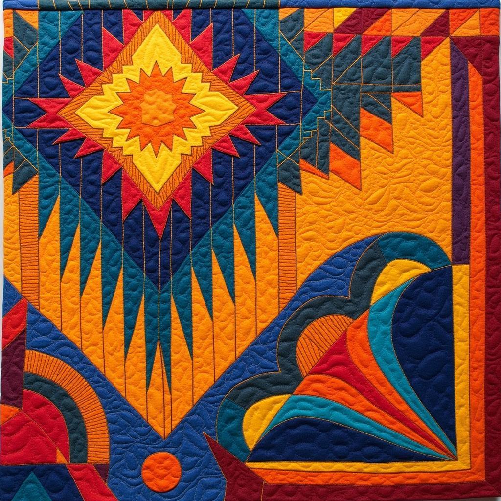 Art Deco Quilt with Geometric Patterns