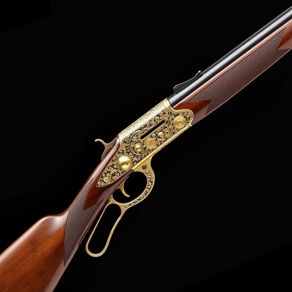 Art Deco Rifle with gold inlay