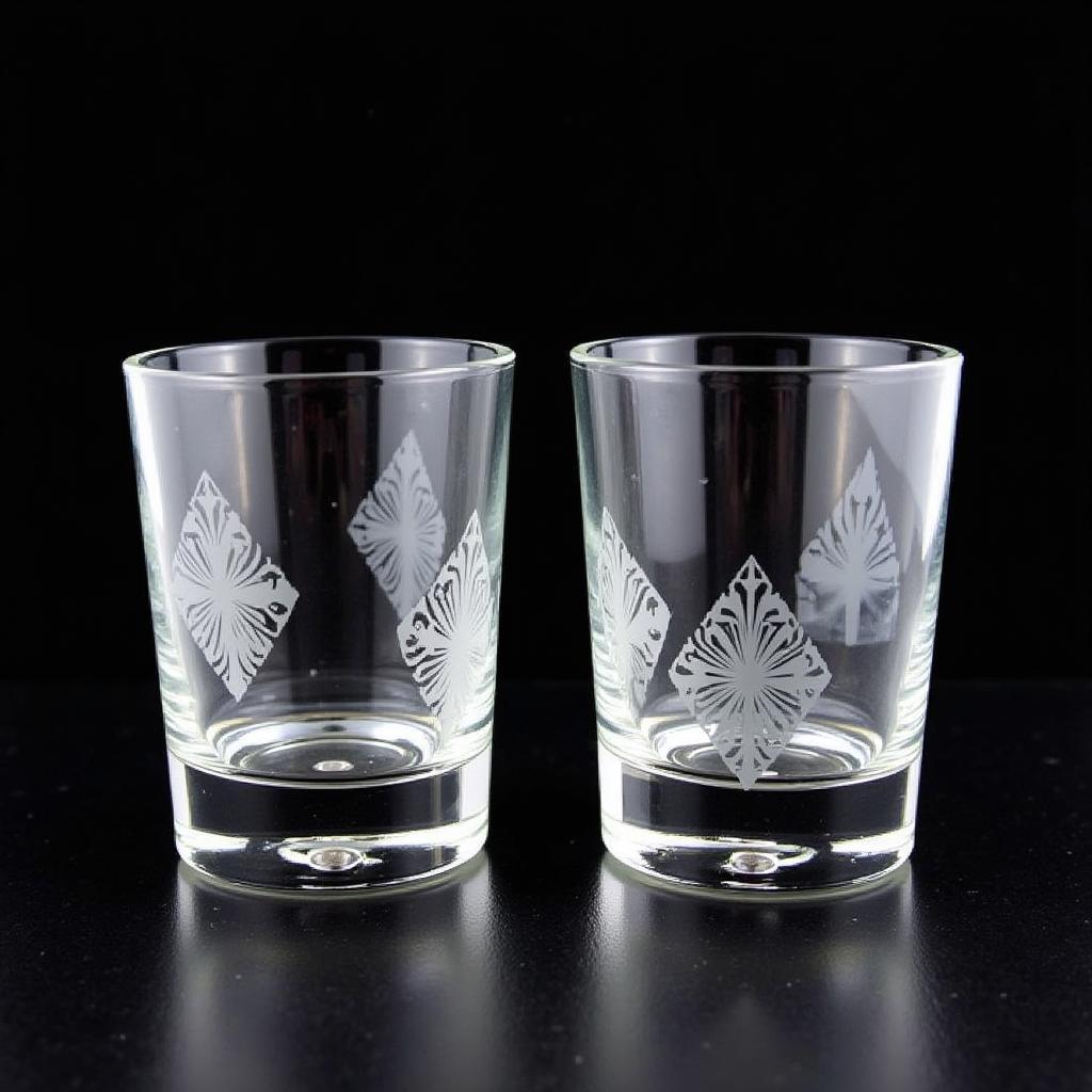 A set of two art deco rocks glasses, showcasing intricate geometric patterns and a luxurious feel