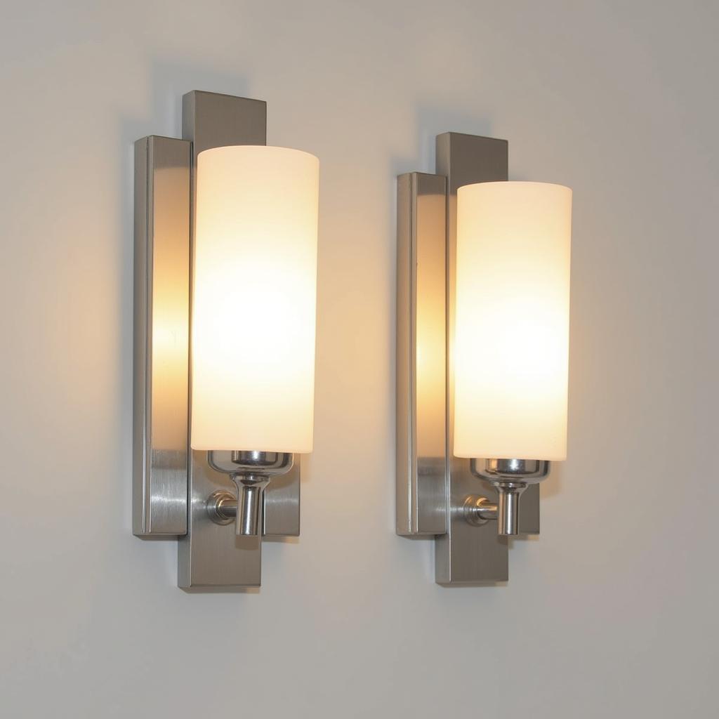 Elegant Art Deco Sconces with Nickel Finish and Frosted Glass Shades