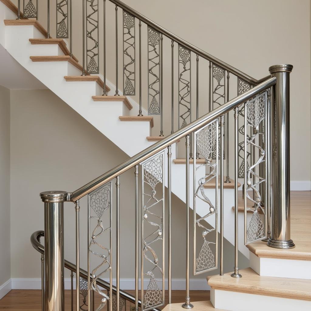 Art Deco Stair Railing with Geometric Design