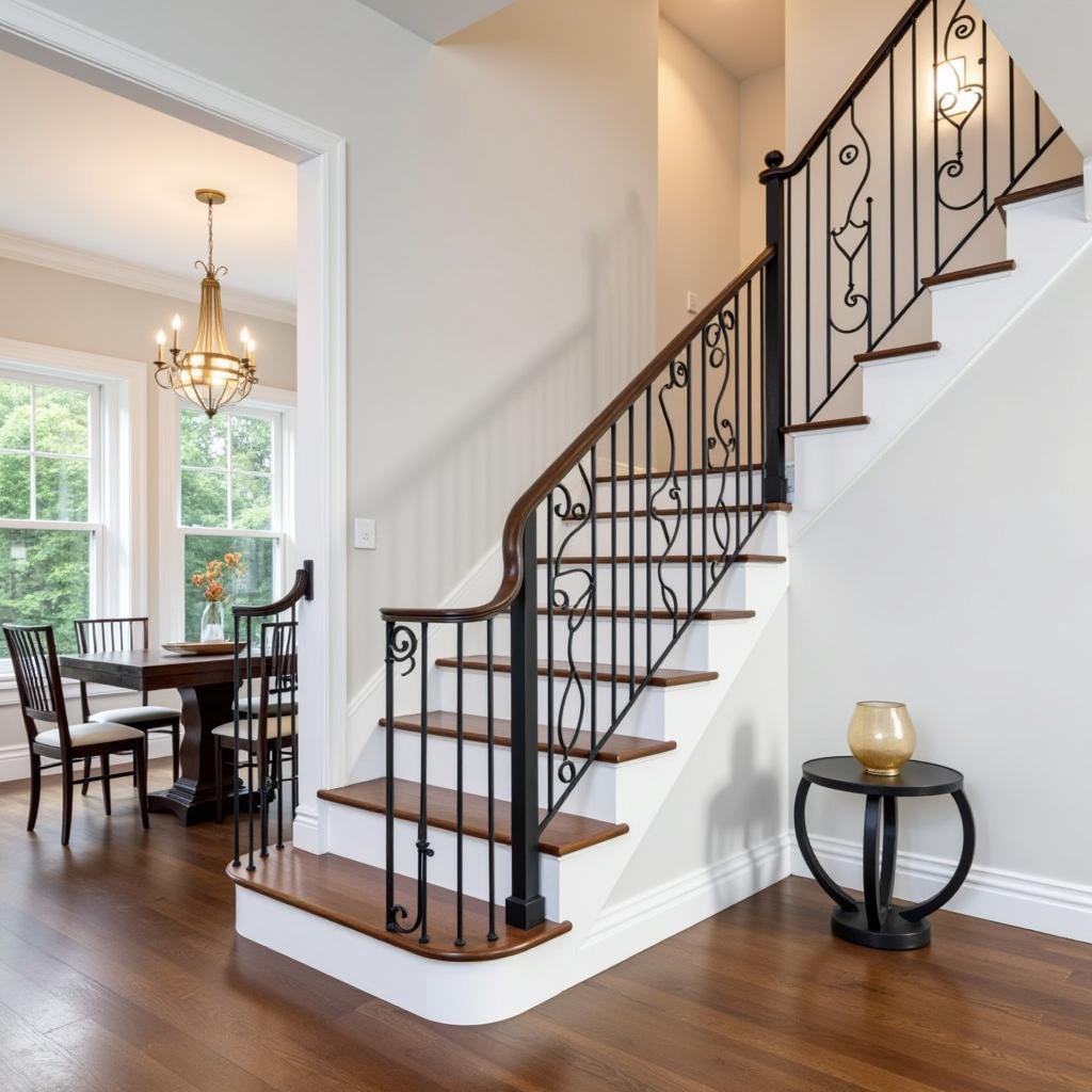 Art Deco stair railing in a contemporary interior