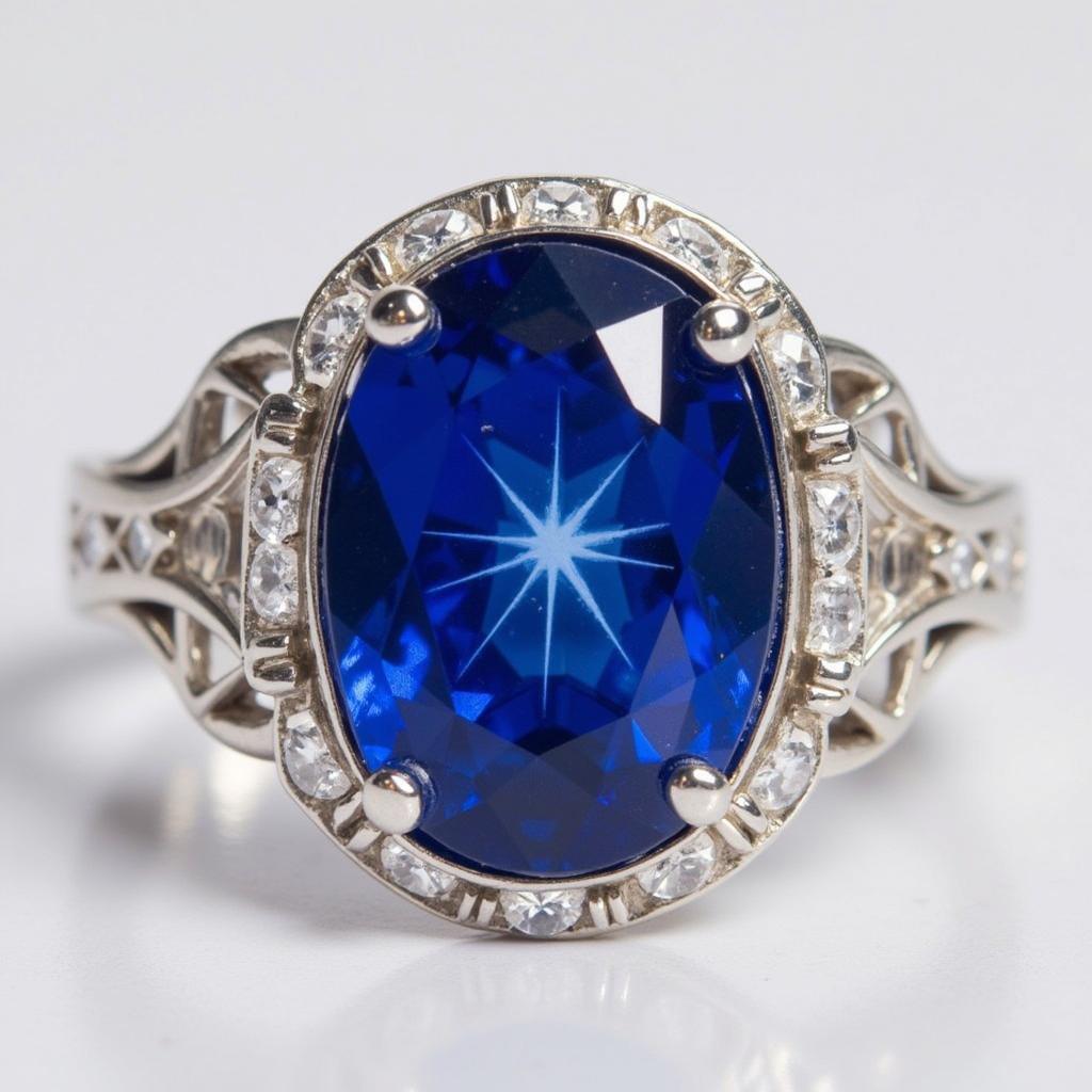 Art Deco Star Sapphire Ring in Platinum Setting