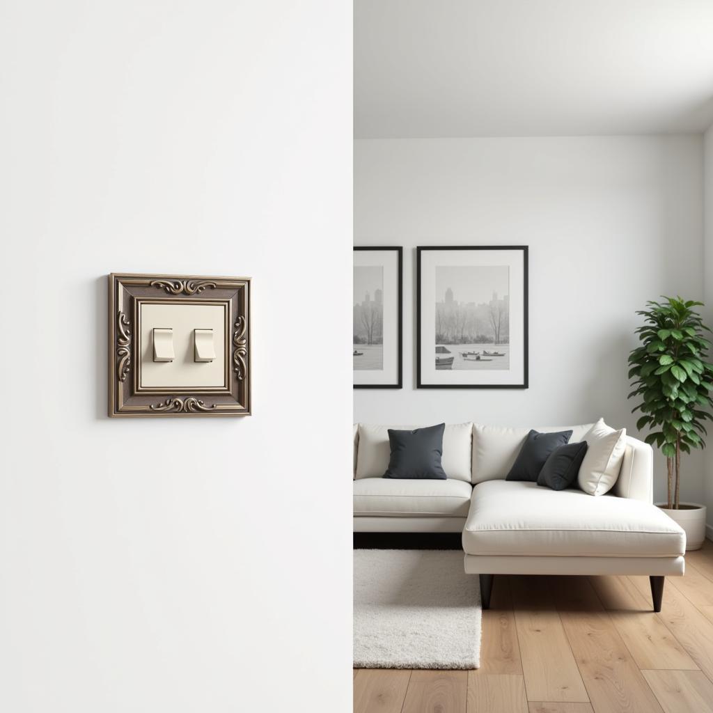 Art Deco switch plate seamlessly integrated into a modern interior.