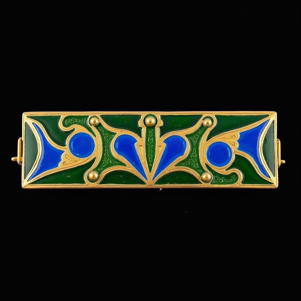 Art Deco Tie Bar in Gold and Enamel