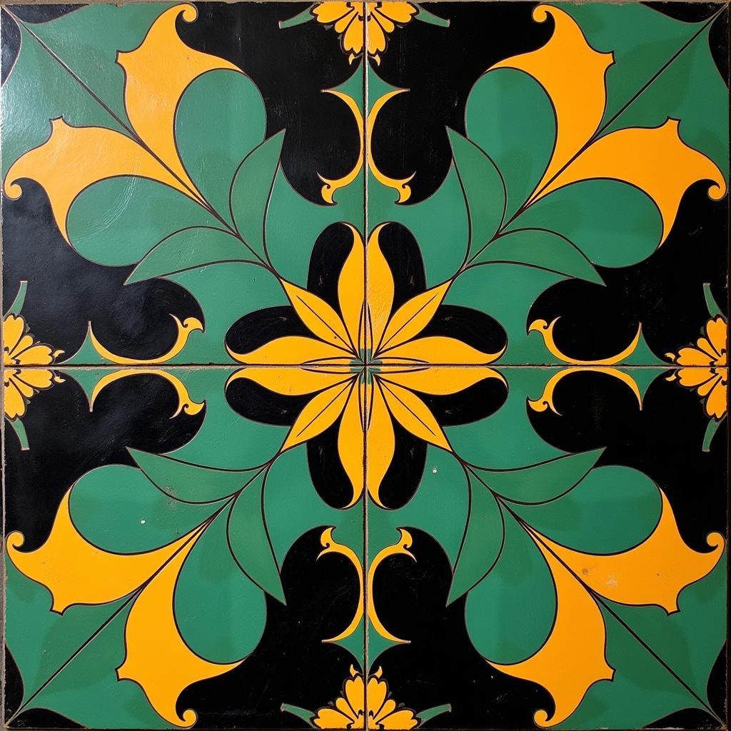 Art Deco Tile Floor with Geometric Patterns