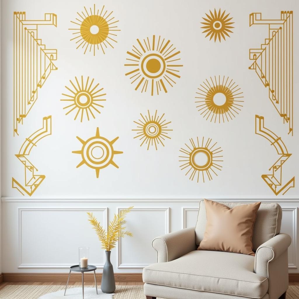 Art Deco Wall Art Stickers with Geometric Patterns