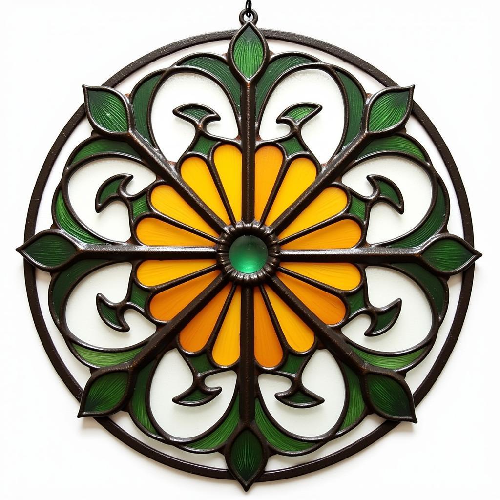 Art Deco Wall Hanging Made of Metal and Glass