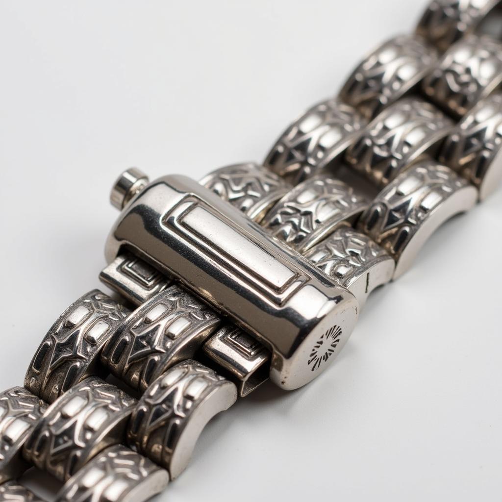 Art Deco Watch Band with Silver and Geometric Pattern