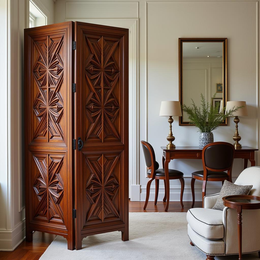 Art Deco Wooden Screen as a Room Divider