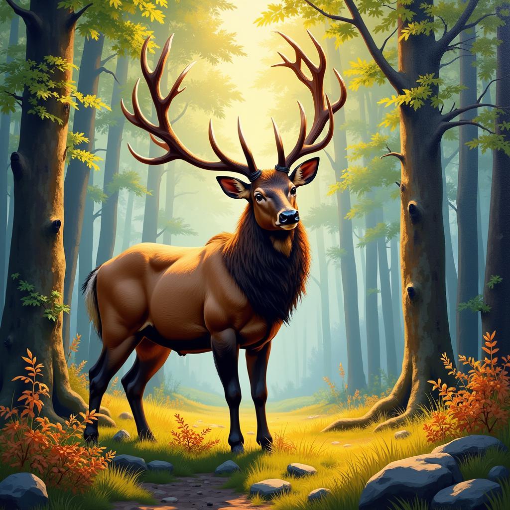 Art Deer Painting on Canvas