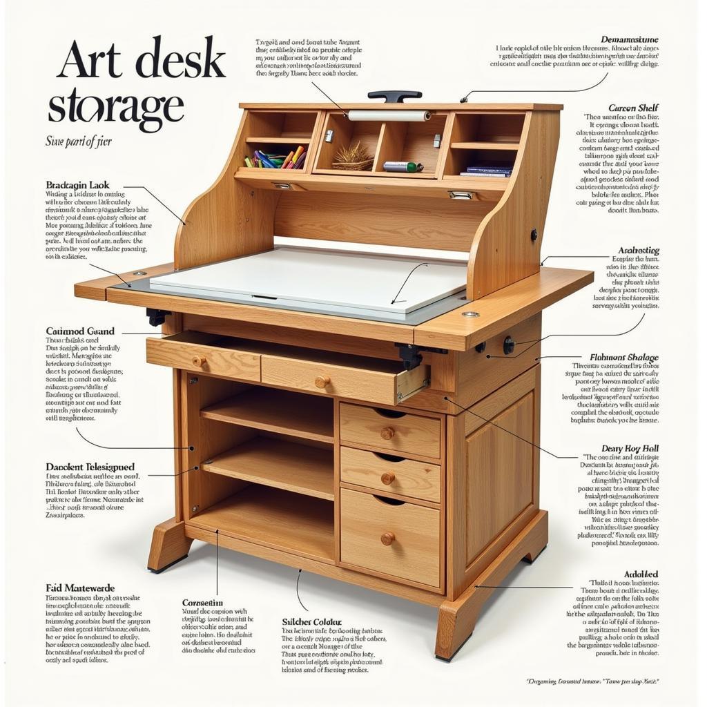 Art Desk Drafting Table with Storage Solutions