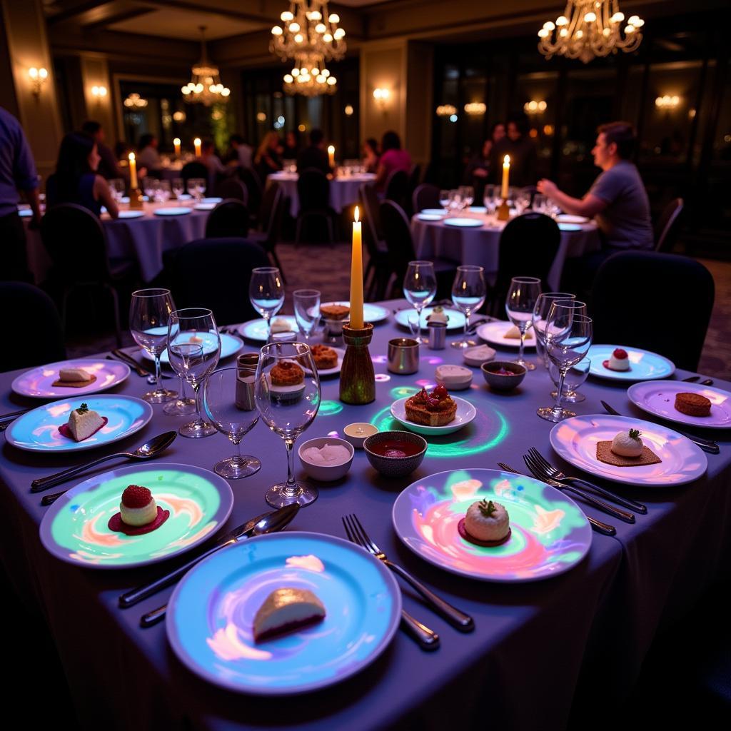 Interactive Projection Mapping on Dessert Plates