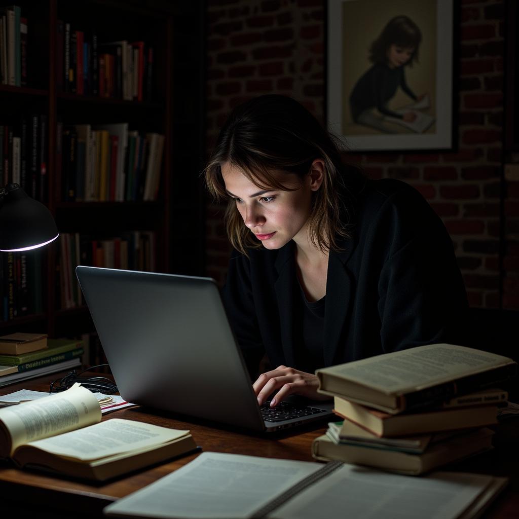 Writer Immersed in Their Story, Demonstrating Art Dissociation