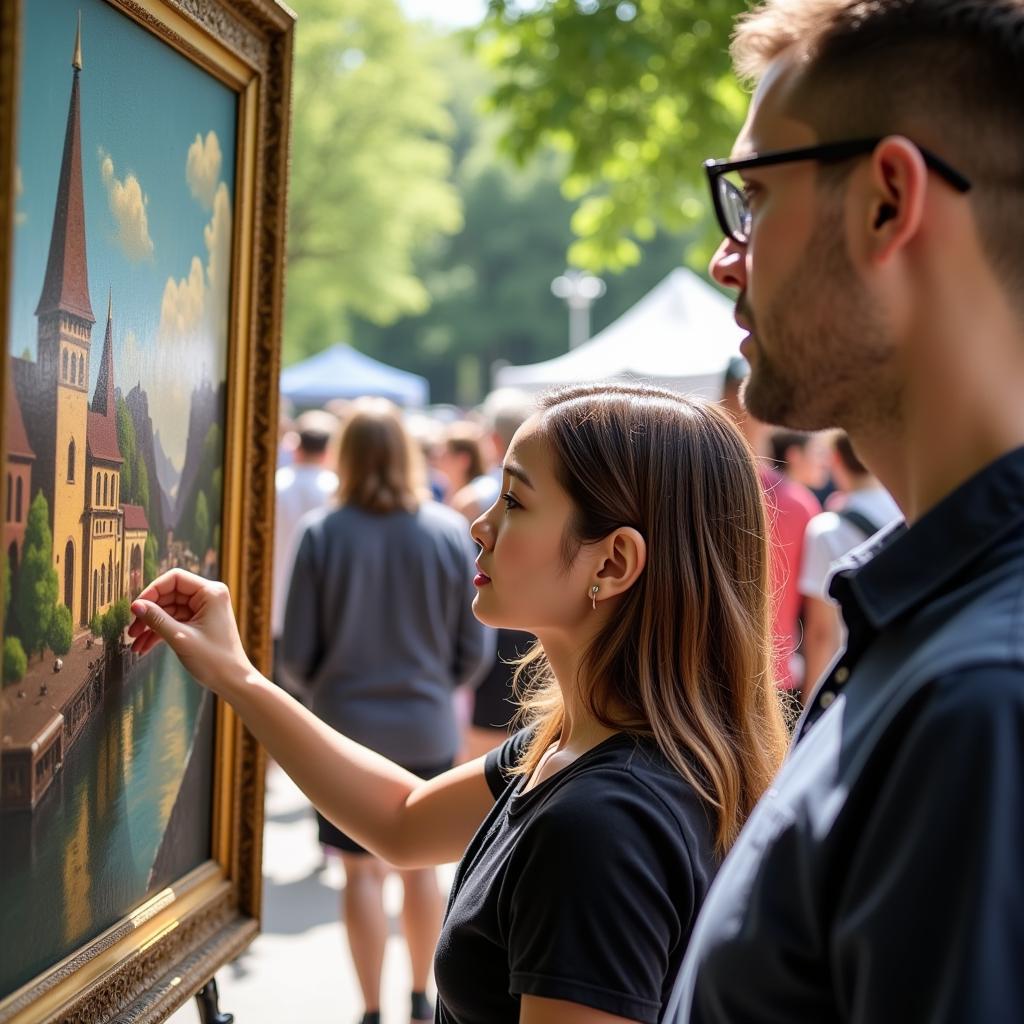 Visitors enjoying the art and atmosphere at Art Fair on the Green in La Crosse, WI