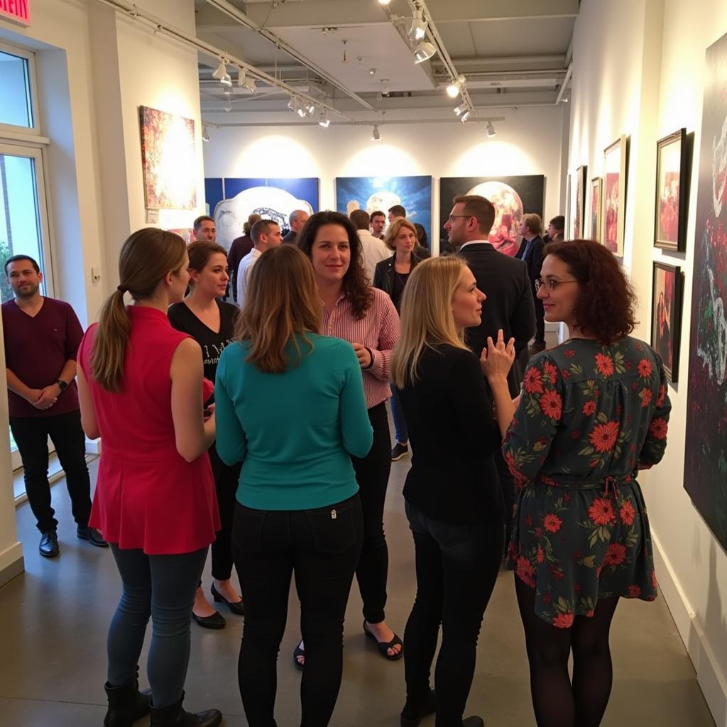 Art festival attendees interacting with artists in Bonita Springs