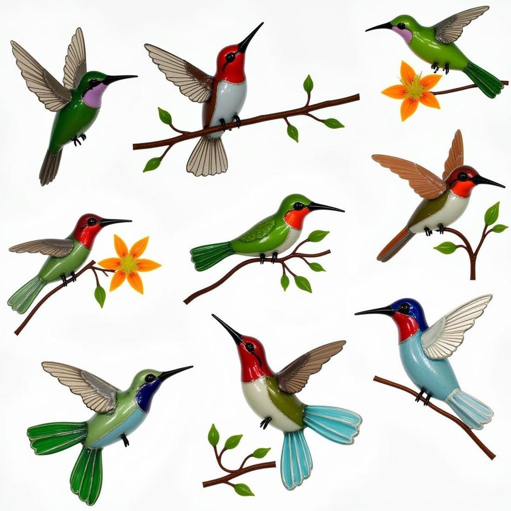 Art Glass Hummingbirds in Various Styles