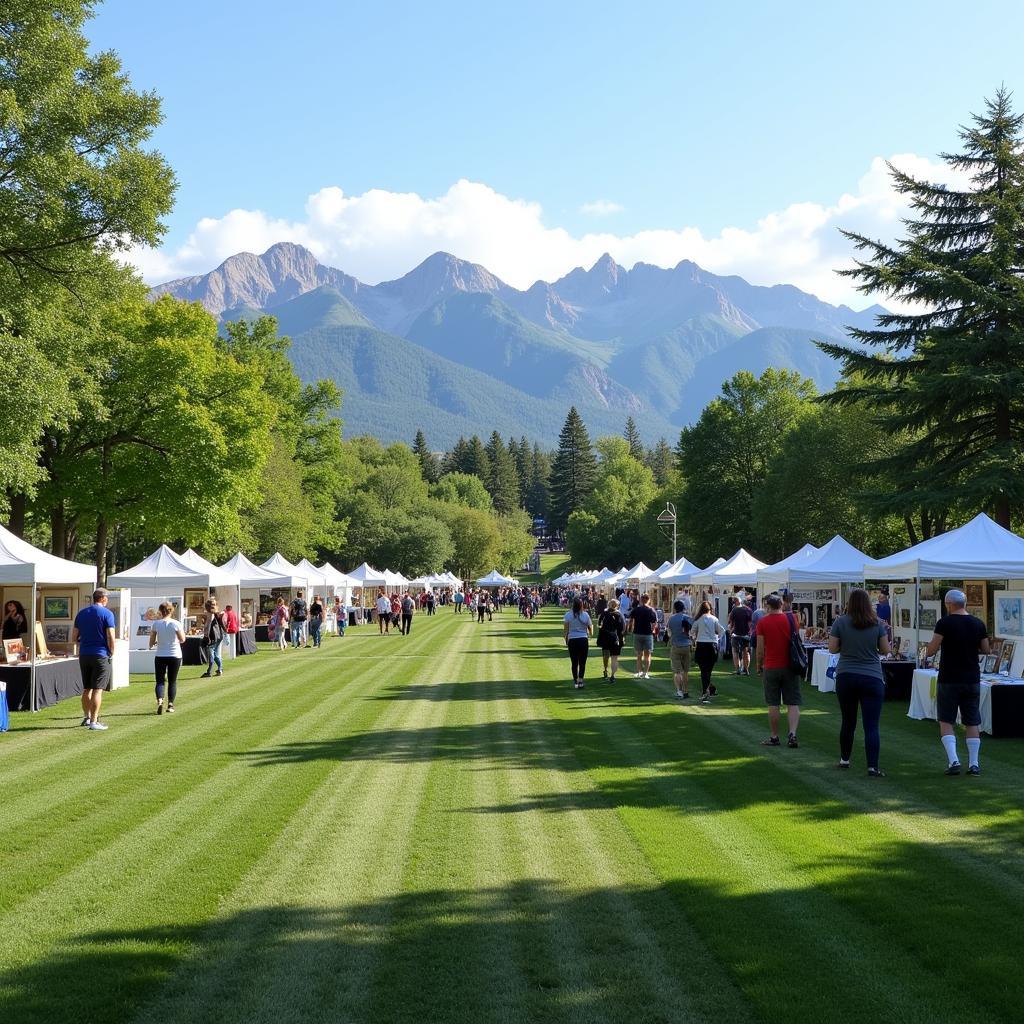 Art in the Park Steamboat Springs with Colorado Mountain Backdrop