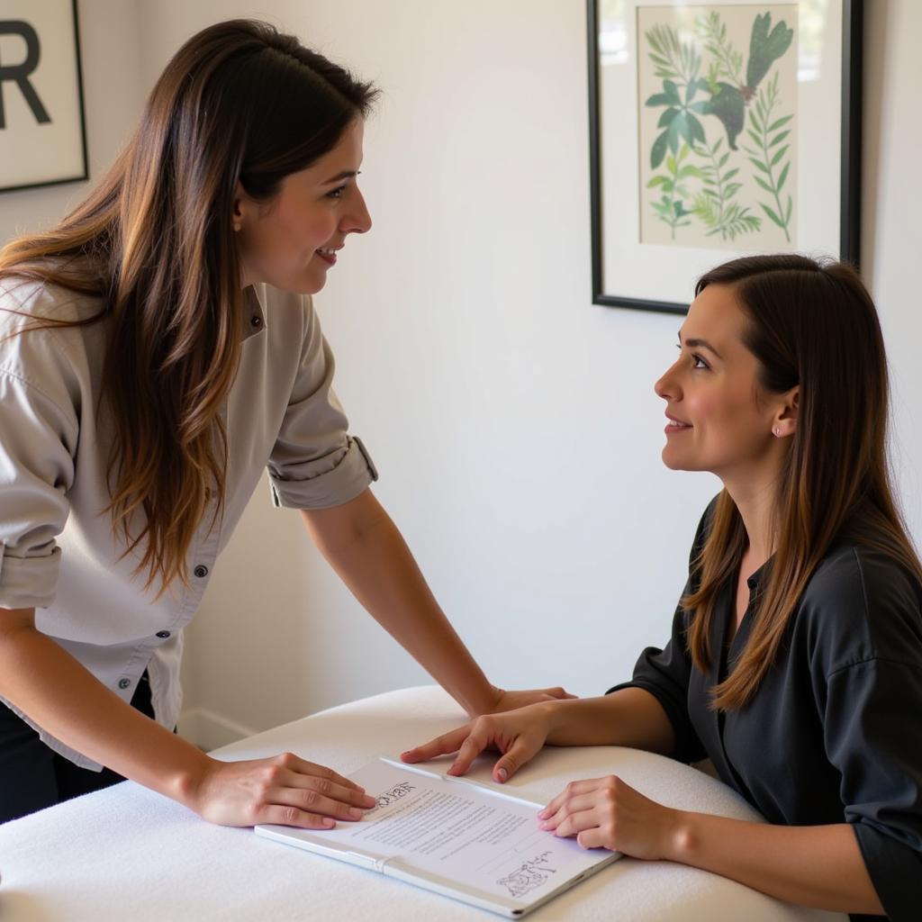 Art Massage Therapist and Client in Consultation