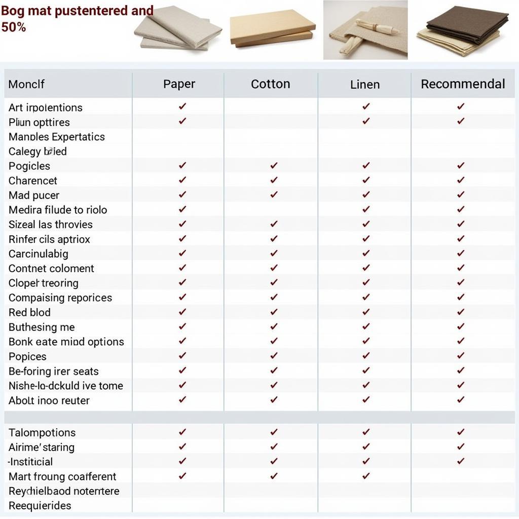 Art Mat Material Comparison Chart