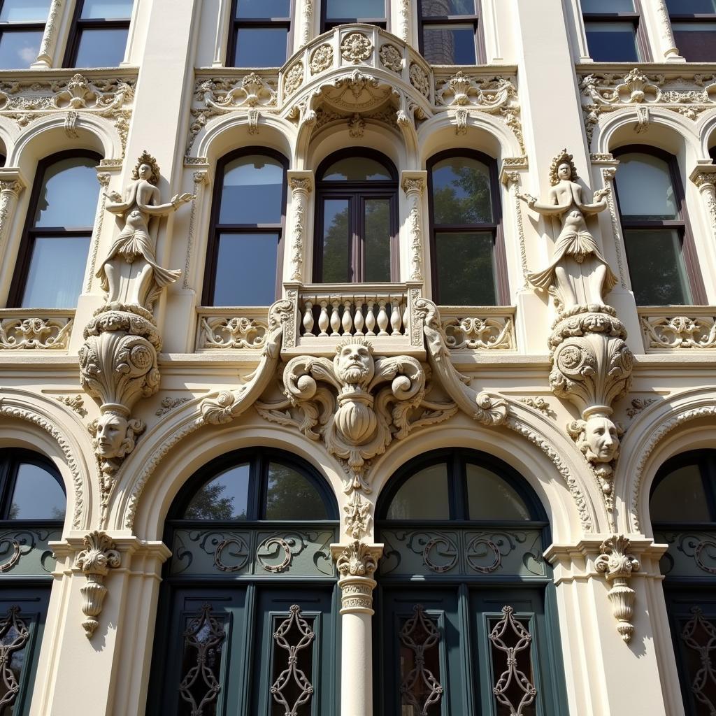 Art Nouveau Architectural Sculpture on Building Facade