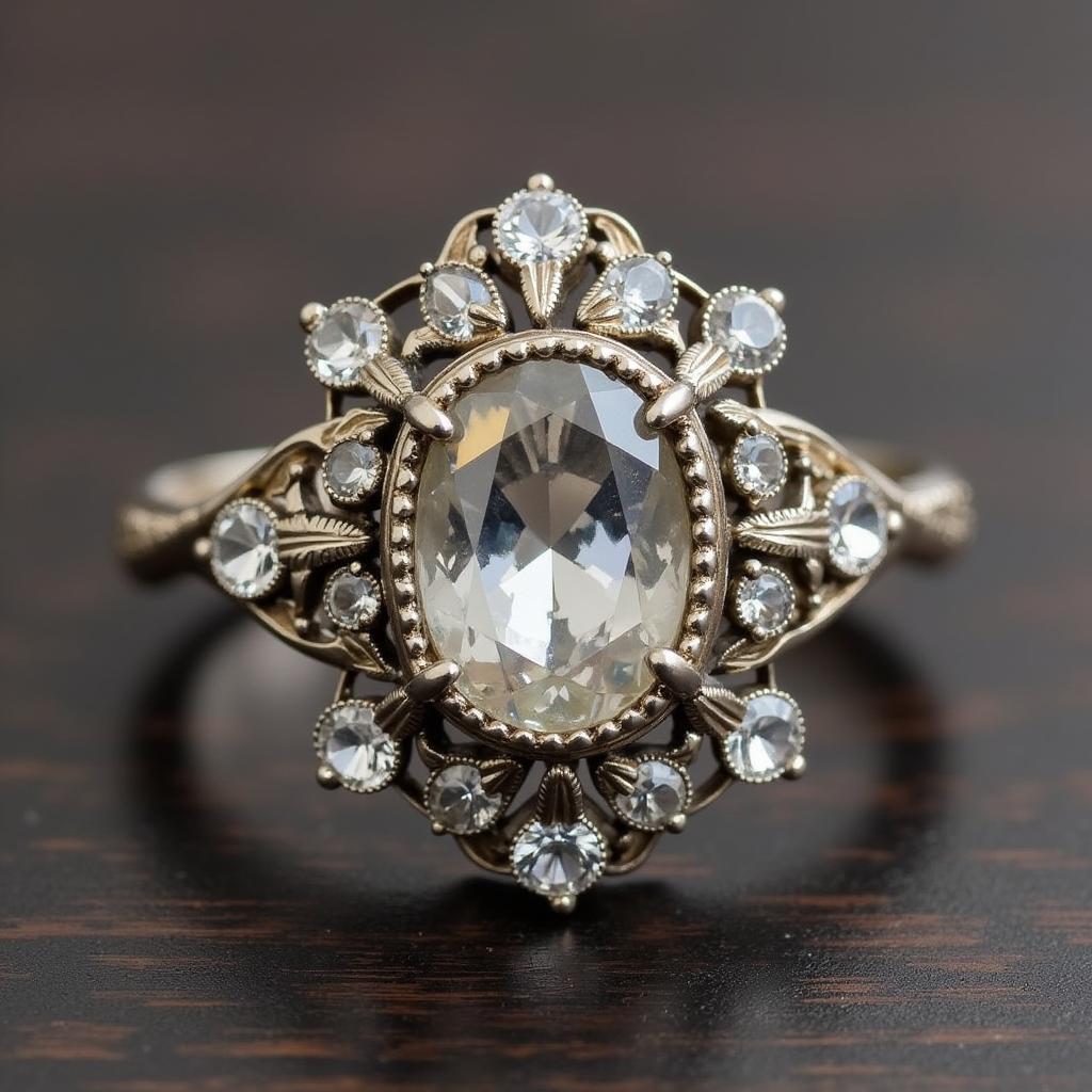 Art Nouveau Engagement Ring with Floral Design