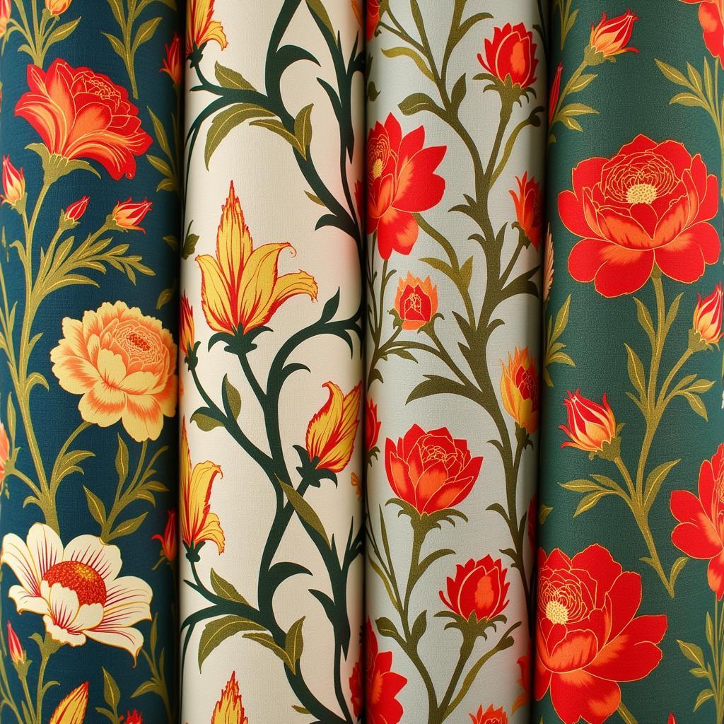 Art Nouveau Fabric with Floral Patterns