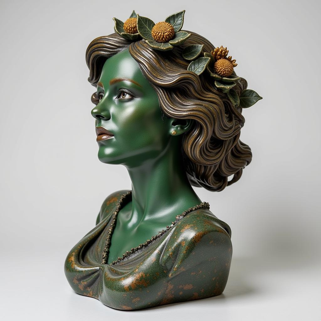 Art Nouveau Female Bust by Alphonse Mucha