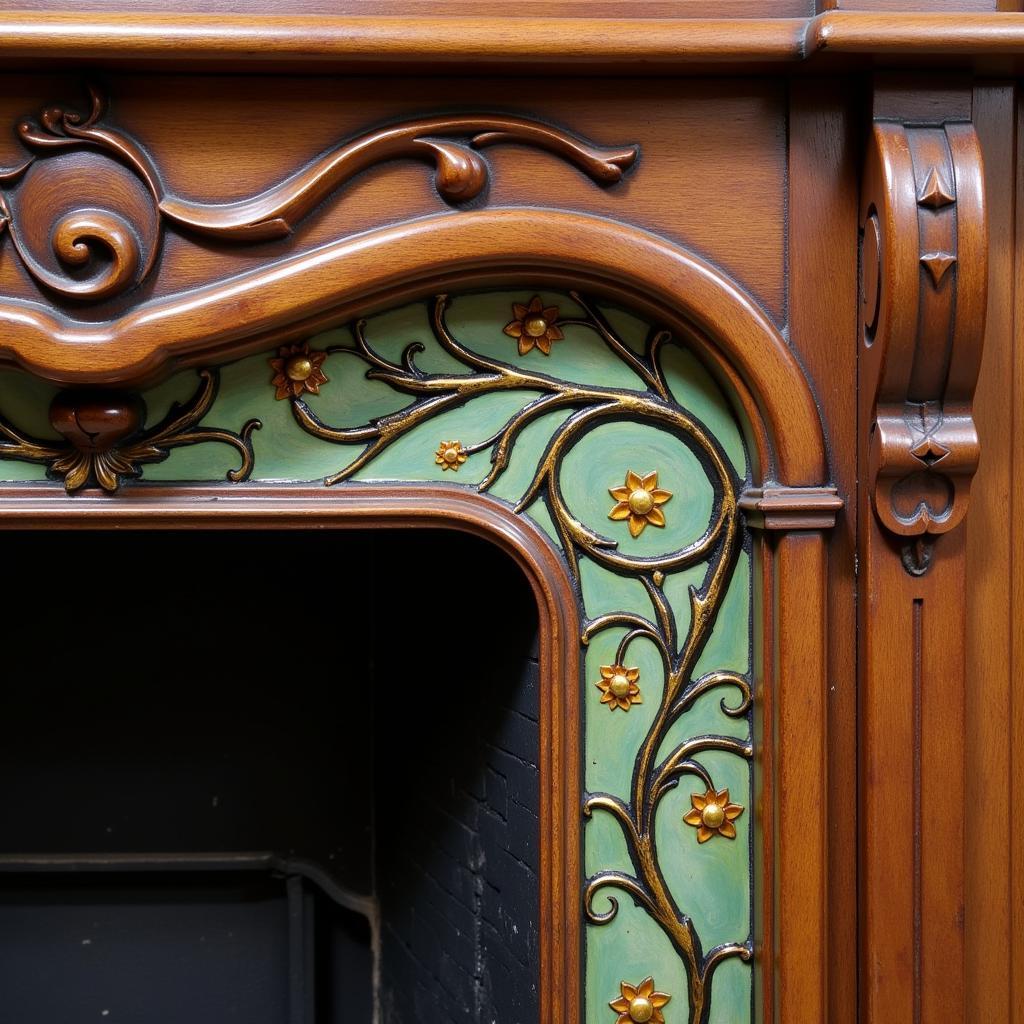 Art Nouveau Fireplace with Intricate Details