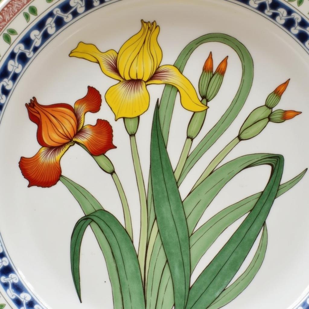 Art Nouveau Plate with Floral Design