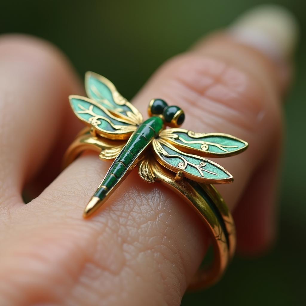 Art Nouveau Ring with Nature Inspired Design