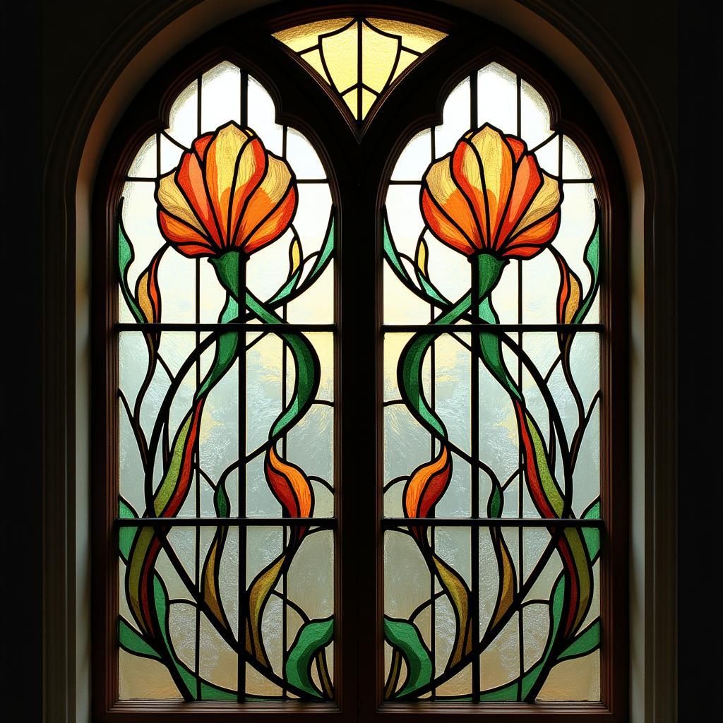 Art Nouveau Stained Glass Window