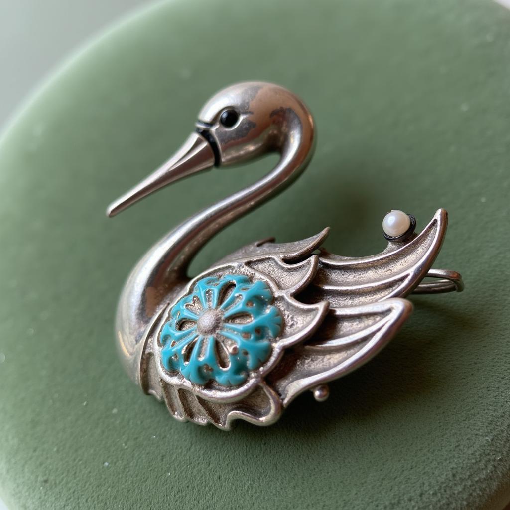 Art Nouveau Swan Jewelry Brooch