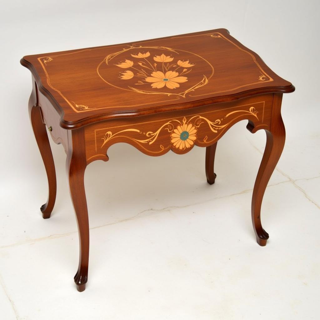 Art Nouveau Table with Intricate Floral Inlay