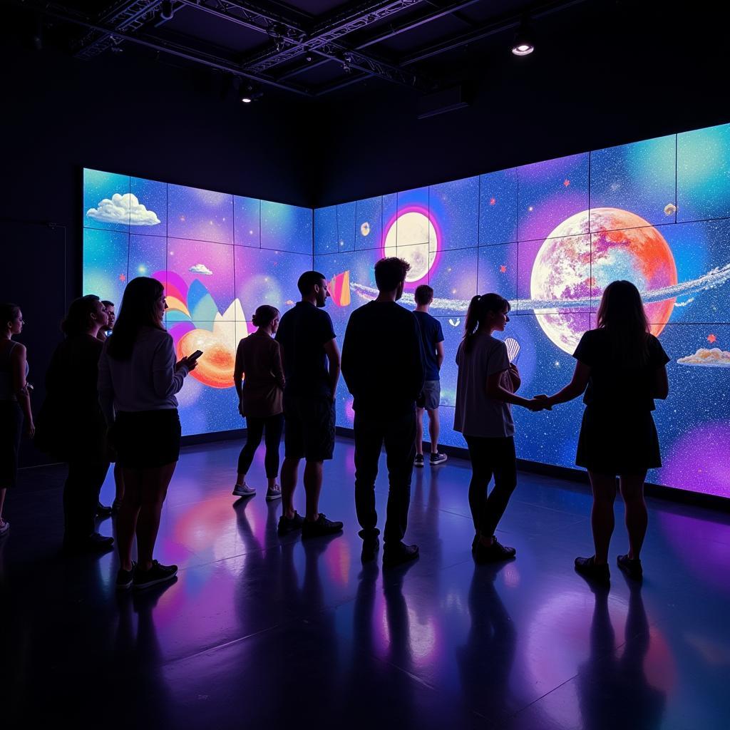 Art Sandler's interactive digital art installation, showcasing audience engagement