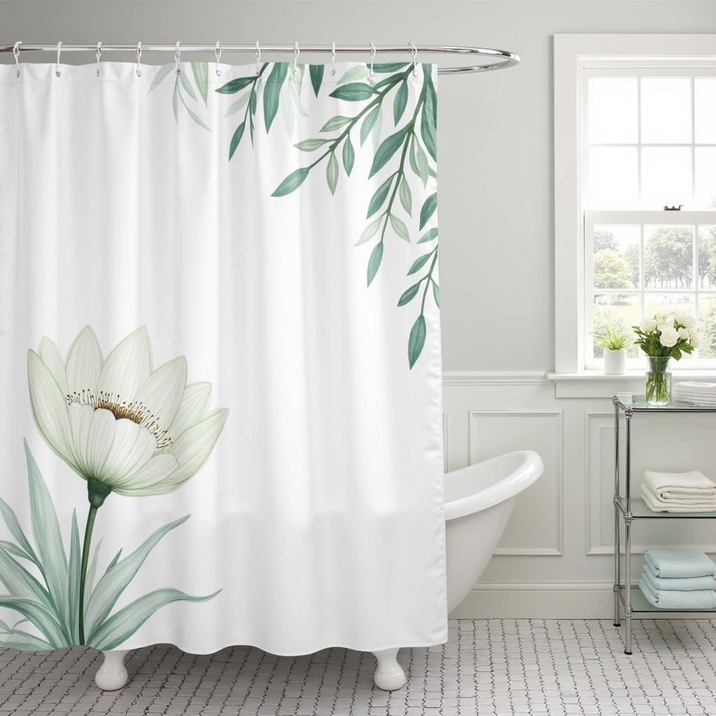 Floral Art Shower Curtain in a Bathroom