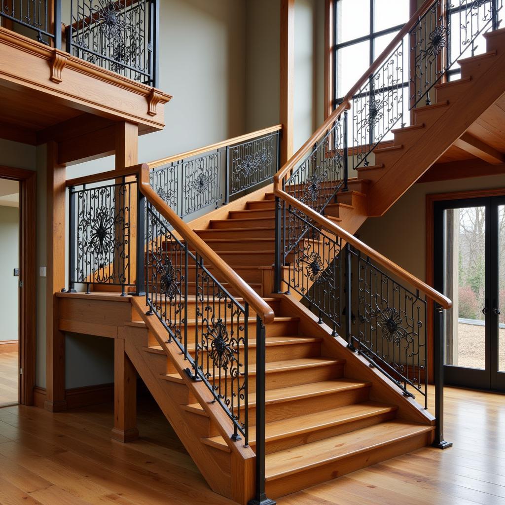 Art Staircase Design with Wood and Metal