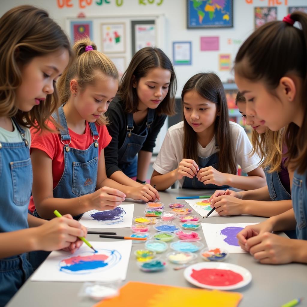 Art Students Collaborating in a Frisco TX Studio