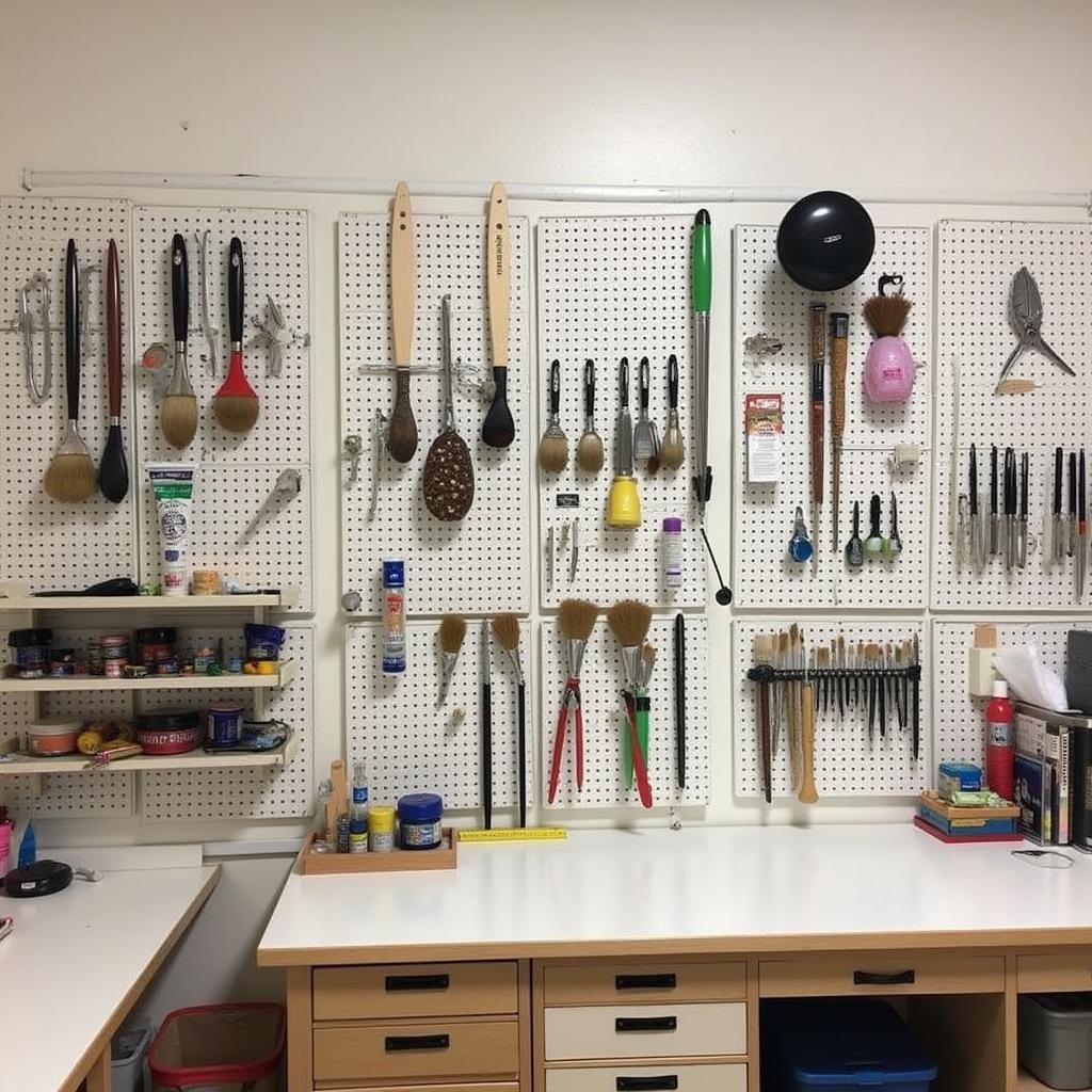 Art Studio with Vertical Storage and Pegboards