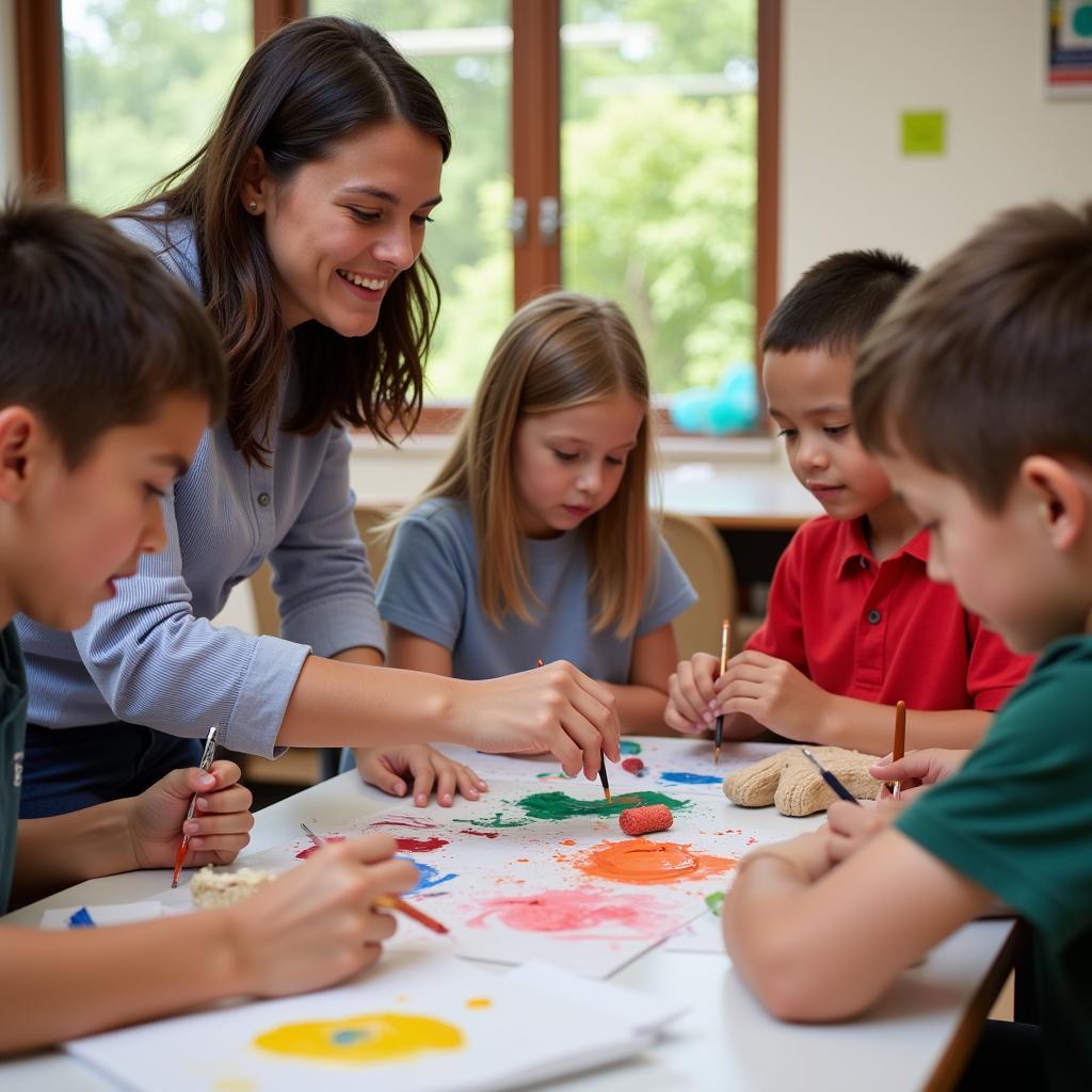 Art Therapy Volunteer Working With Children