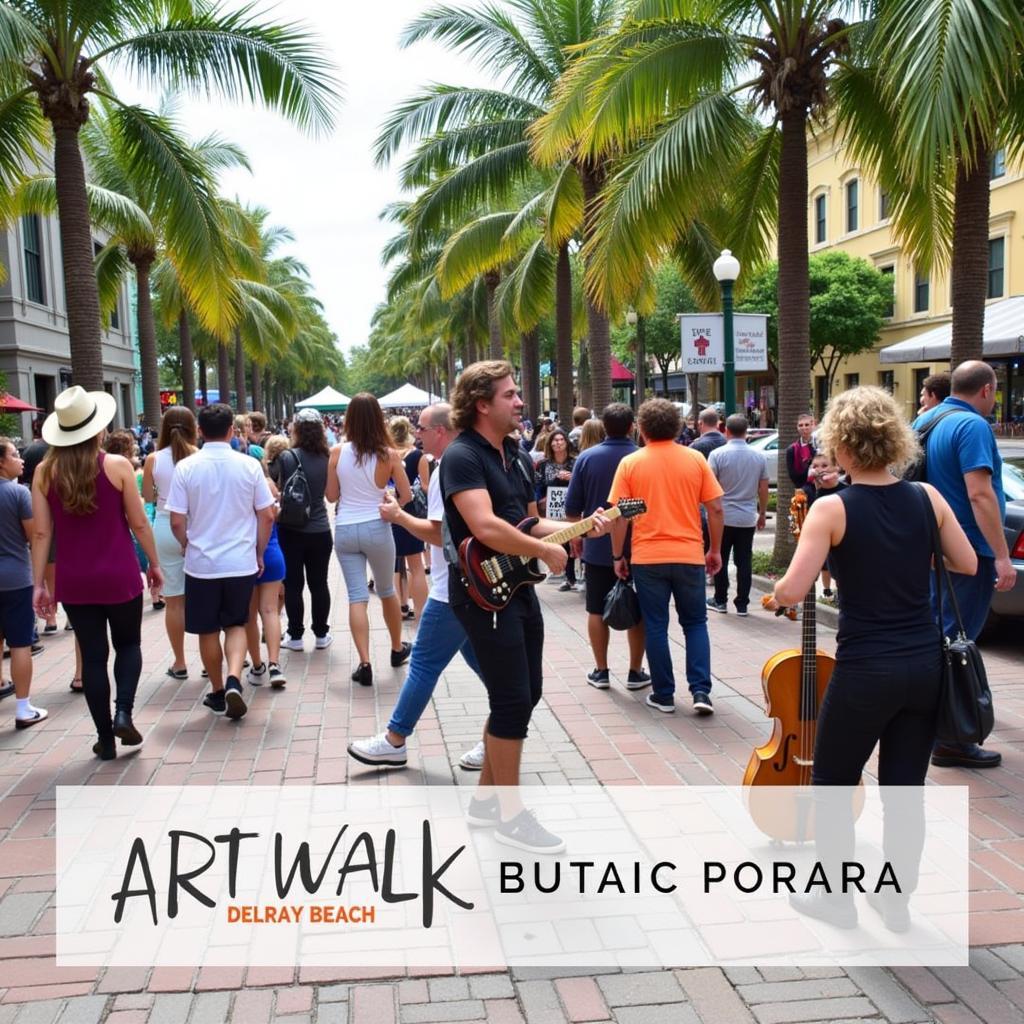 Street performers entertaining the crowd during the Art Walk Delray Beach