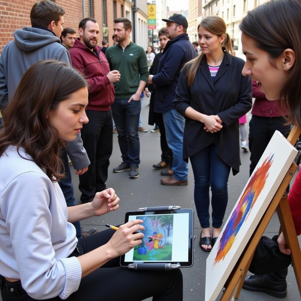 Artist Demonstrating Digital Painting at Beacon Hill Art Walk