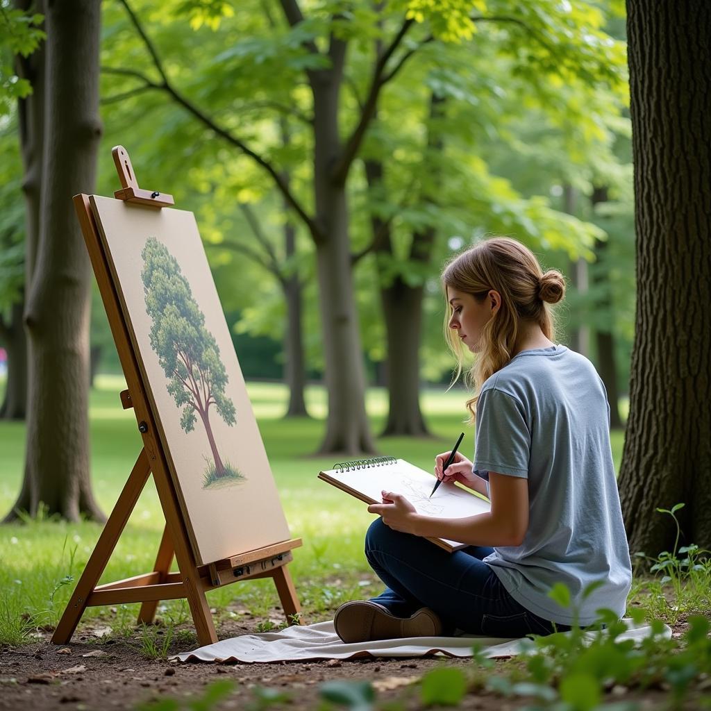 Artist Taking a Break in Nature for Inspiration