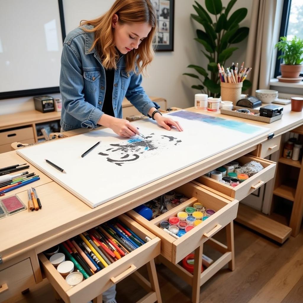 Unleash Your Creativity with a Large Art Table with Storage